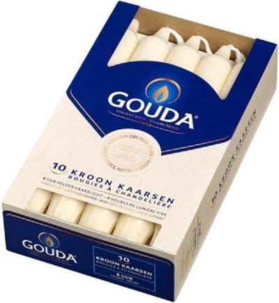 GOUDA Dinerkaars Gouda Kroonkaarsen 200/24 6x doos 10 stuks ivoor