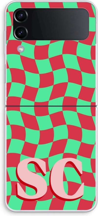 Gepersonaliseerd - Case Company® - Hoesje geschikt voor Samsung Galaxy Z Flip4 hoesje - Grid Monogram - Soft Cover Telefoonhoesje - Bescherming aan alle Kanten en Schermrand