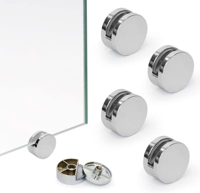 8-delige set - Spiegelglas montageclip - Spiegelwandbeugelclip - Spiegelglas ophangbeugel - Ronde glasmontageclip - Badkamerspiegel montageset - Zilver