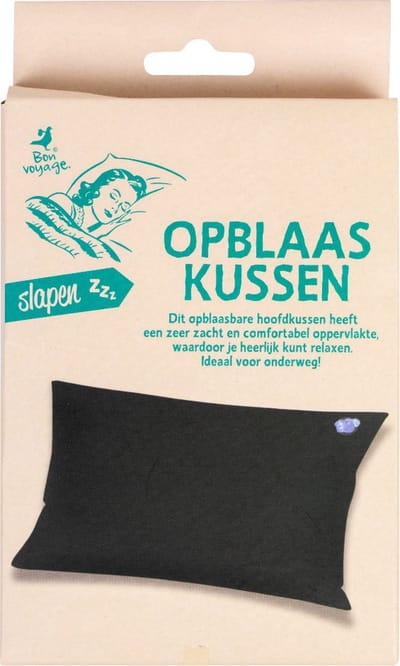 Opblaasbare kussen | Hoofdkussen | Zwart | Merk: Bon Voyage