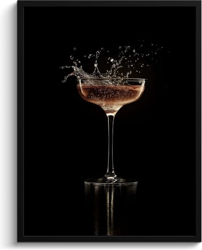 Fotolijst inclusief poster - Posterlijst 60x80 cm - Posters - Cocktail - Zwart - Spetters - Glas - Foto in lijst - Keuken decoratie muur - Wanddecoratie accessoires - Muurdecoratie - Schilderijen