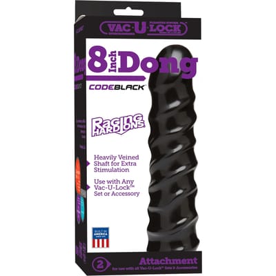 DocJohnson - Dildo Zwart - 20.32 cm -  Vac-U-Lock Raging Hard Ons Dong 8 Inch