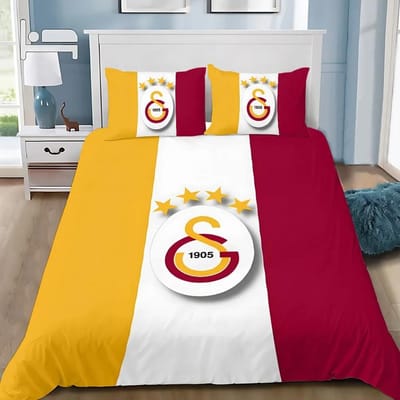 Ensemble de literie Galatasaray imprimé en 3D, Housse de couette et taies d'oreiller avec logo de club de football pour adulte, fille, garçon, cadeau, cadeau d'anniversaire 100x135cm