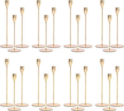 Omgoods - Set van 24 Gouden Kaarsenhouders voor Tafelgebruik
