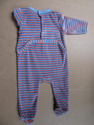 wiplala pyjama velour, streep blauw orange 6maand  68