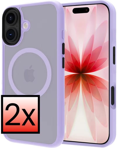 Hoesje - 2 Stuks - Geschikt voor Apple iPhone 17 - Magsafe Compatible - Sterk & Shockproof - Back Cover - Shock Proof Case - Telefoon Hoes - Lila