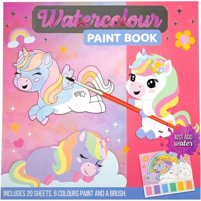 Waterverf Kleurboek - Eenhoorns - met verf en kwast