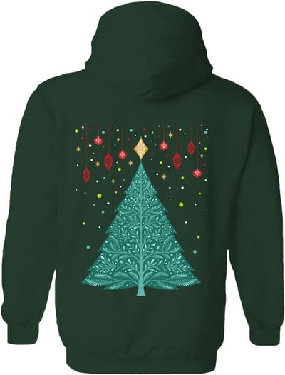 Kerstboom Christmas Night Vintage Tree The Coloured House Hoodie L