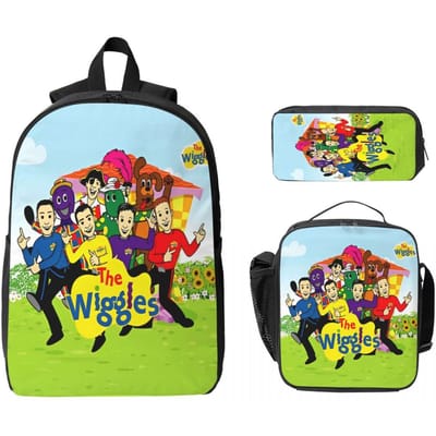 De Wiggles Tv Show Kinderrugzak Lunchbox Etuis voor Jongens Meisjes Kleuterrugzakken Lichtgewicht Schooltas Boekentas Set black