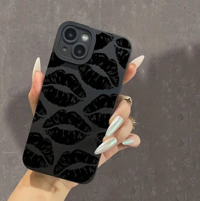 Iphone 14 Pro Max telefoon hoesje - zwart lippen