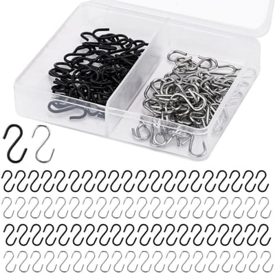 Dailygoods- S-Haak 100 Stuks - Mini S-Vormige Haak - Roestvrij Stalen Haak - Opbergdoos - Voor Doe-Het-Zelf-Knutsels - 1,3x0,9 cm - Haakjes