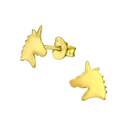Aramat Jewels | Oorbellen | Unieke Zilveren Unicorn Oorbellen - Trendy Goldplated | | | |9mm | Zilver | Kinderen | Verkleurd niet