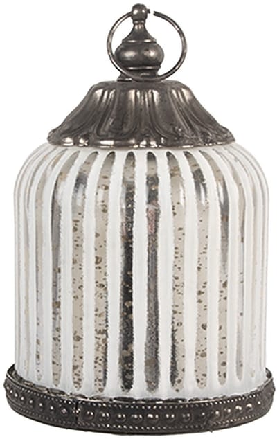 Clayre & Eef LED Lantaarn Ø 8x12 cm Wit Glas