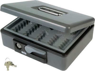 Stevige Geldcassette van Staal met Muntvak - 230x185x80mm