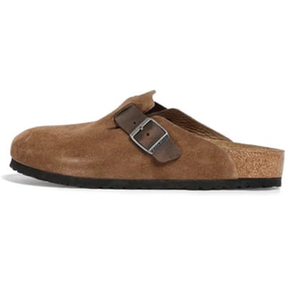 Klompen BIRKENSTOCK Boston Mixed Leather Narrow Dark Tea