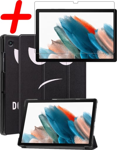 Hoesje Geschikt voor Samsung Galaxy Tab A8 - Met Screenprotector - Trifold Bookcase - Hard Cover - Hardcover Book Case - Tablet Hoes - Don't Touch Me