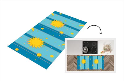 Keukenloper - Loper keuken - Zon - Maan - Design - 120x60 cm - Keukenloper vinyl