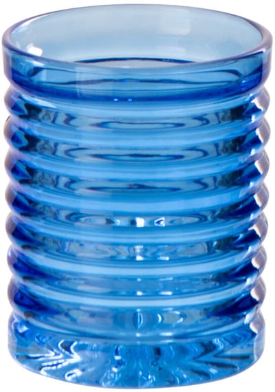 J-Line drinkglas Geribbeld - glas - blauw - 2 stuks