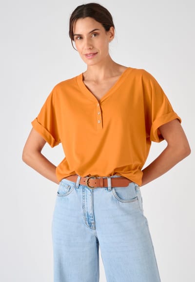 Damart - Climatyl vloeiende top, in jerseytricot - Dames - Oranje - XS