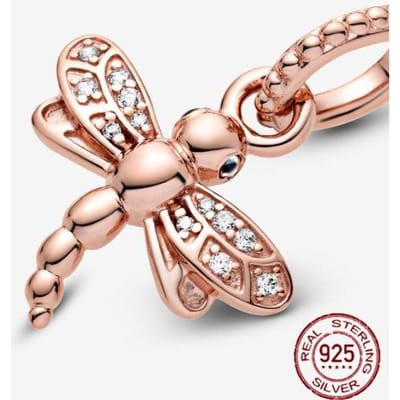 Echte 925 Sterling Zilveren Hanger Exquise Sieraden Glanzende Libellenhanger Geschikt Voor Armband Bedel Cadeau Maken Dames S925 beige
