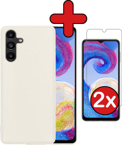 Hoesje - Met 2x Screenprotector - Geschikt voor Samsung Galaxy A04s - Sterk & Shockproof - Telefoon Hoes - Back Cover - Siliconen Case - Telefoonhoes - Wit