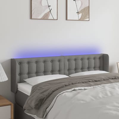 vidaXL - Hoofdbord - LED - 147x16x78/88 - cm - stof - donkergrijs