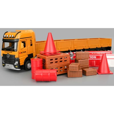 1:32 Uitgebreide Barricade Transport Vrachtwagen Kraan Model Speelgoed Legering Diecast Deur Geopend Techniek Voertuig Modellen Collectie Cadeau Jongen