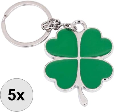 Fako Bijoux - 5x Klavertje Vier Sleutelhanger - Groen