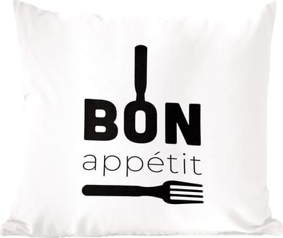 Sierkussens - Kussentjes Woonkamer - 60x60 cm - Spreuken - Bon appétit - Keukengerei - Quotes