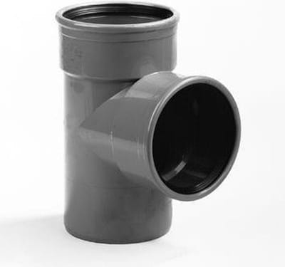 Dyka T-stuk met 2x mof en 1x spie 90° manchetverbinding klasse 41 PVC grijs keurmerk BRL52100/BRL52200 125 x 125mm
