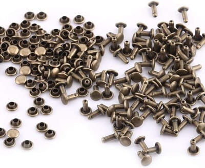 Metalen klinknagels 100 stuks brons 6 x 8 mm ronde buis design voor lederwerk reparatie en decoratie