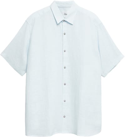 Lichte klassieke linnen shirt met Italiaanse kraag en afgeronde onderkant s.Oliver