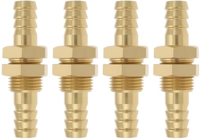 Dailygoods- Slangconnector 8mm - Messing Fitting - Dual Connector - Voor Brandstof/Water/Lucht - 4 Stuks - Corrosiebestendig - Pijpconnector
