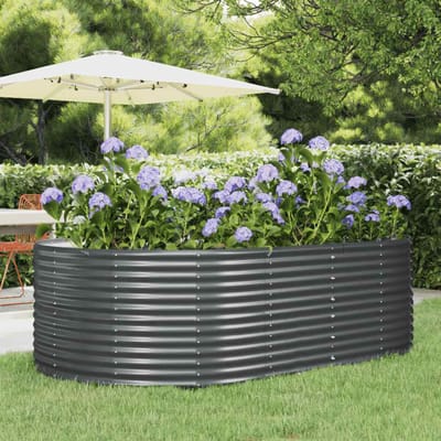 vidaXL - Verhoogde - tuinbak - antraciet - 212x140x68 - cm - gegalvaniseerd - staal