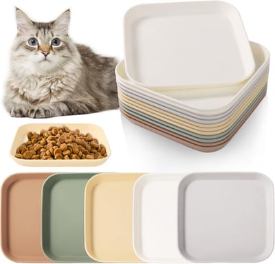 12 voederbakken voor katten, vierkante kattenvoerbak, kleurrijke kom voor katten – honden, katten, konijnen