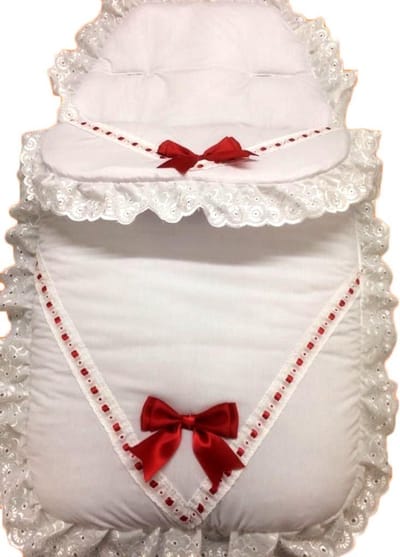 Baby Voetenzak - Kinderwagen Liner - Warme Baby - Luxe Kant Detail - 28 x 12 x 42 cm - Rood