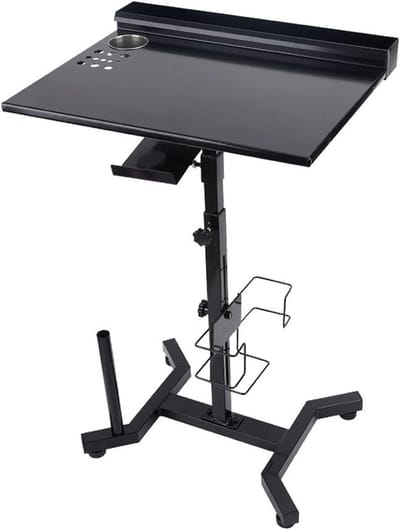 Werktafel voor Tattoos - In Hoogte Verstelbaar - Antislip Structuur - Opbergsleuf - Zwart - Tattoo Benodigdheden