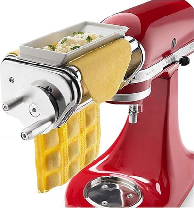 Pastamachine Accessoire - Deegroller Maker - Verse Pasta Maken - Hittebehandelde Tandwielen - 27x10.5x10CM - Zilverkleurig