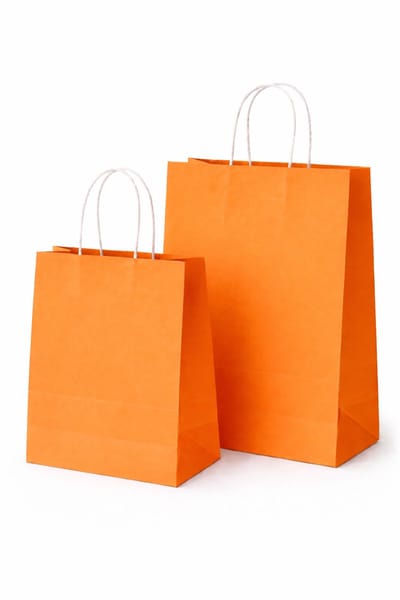 20 x oranje papieren draagtassen – 2 formaten 18x8x22 cm & 22x10x28 cm – Kraft papier tasjes met handvat