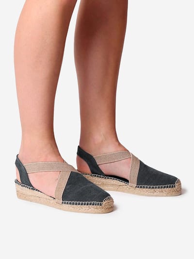 VERDI-V | Veganistische platte katoenen espadrilles voor dames - ZWART, maat 36