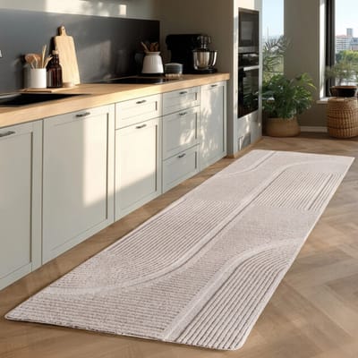 Japandi Vloerkleed Pompei - Hoogpolig - Scandinavisch Design - 3D-Effect - Creme- 240x340 CM