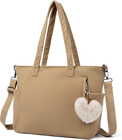 Dames Schoudertas Corduroy Shopper Tas Groot Handtas Werk Winkel Casual