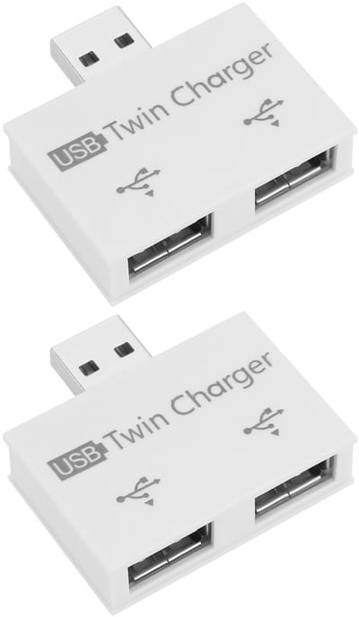Dailygoody - USB Hub Adapter - Opladen - Wit - 2 Poort USB Charger Splitter Adapter - Geschikt voor Mobiele Telefoon en Laptop - Compact en Lichtgewicht