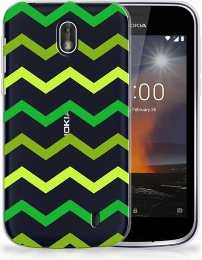 TPU Hoesje voor Nokia 1 TPU bumper Zigzag Groen