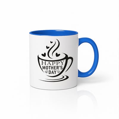 Happy Mother's Day Koffiemok - Speciaal Moederdag Cadeau - Blauw Wit Keramische Beker