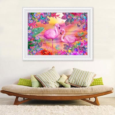 Diamant mosaïque fait à la main diamant peinture flamants roses point de croix Kits diamant broderie 20X30CM