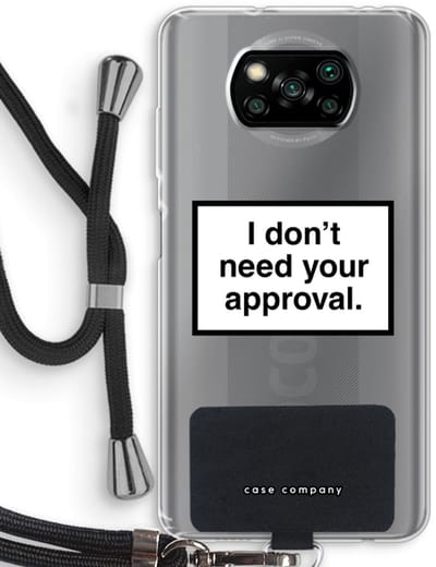 Case Company® - Hoesje met koord geschikt voor Poco X3 Pro hoesje met Koord - Don't need approval - Telefoonhoesje met Zwart Koord - Bescherming aan alle Kanten en Over de Schermrand