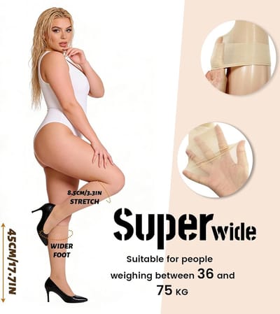 Plus Size 20D Kniekousen voor Dames, Transparante Nylon Kousen voor Brede Kuiten, Comfortabele en Modebewuste Beenmode