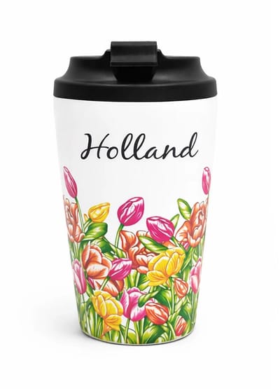 Coffee to go beker Holland gekleurde tulpen - Mok / beker voor koffie - Holland souvenir