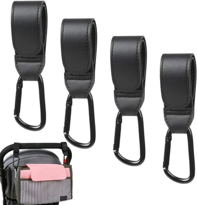 Cosensi - Pram Hooks - Stroller Hooks - Duurzaam en praktisch - Zwart - Geschikt voor alle soorten kinderwagens - Handige tasbevestiging - 4 stuks